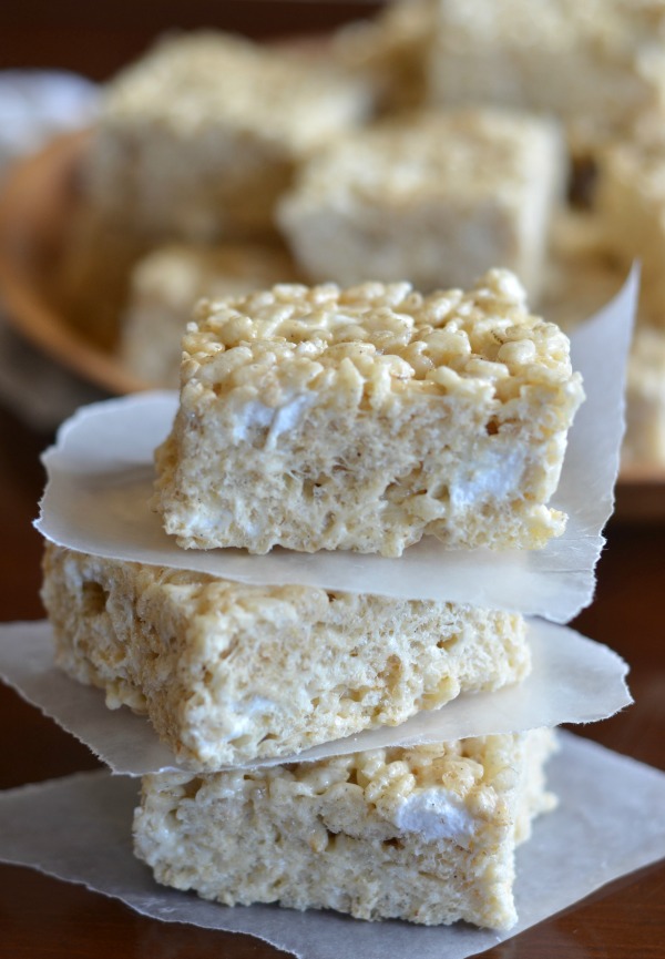 Brown Butter Vanilla Bean Rice Krispie Treats - Mountain Mama Cooks