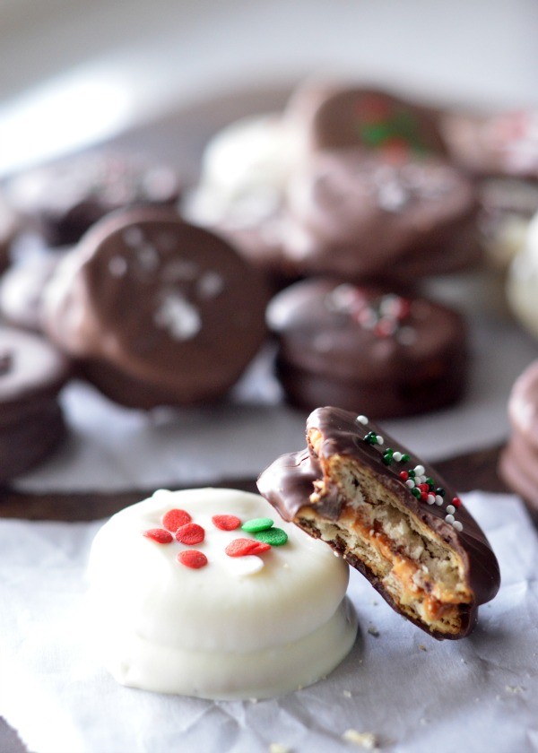 Peanut Butter Ritz Cracker Cookies with Dulce de Leche | mountainmamacooks.com #fbcookieswap