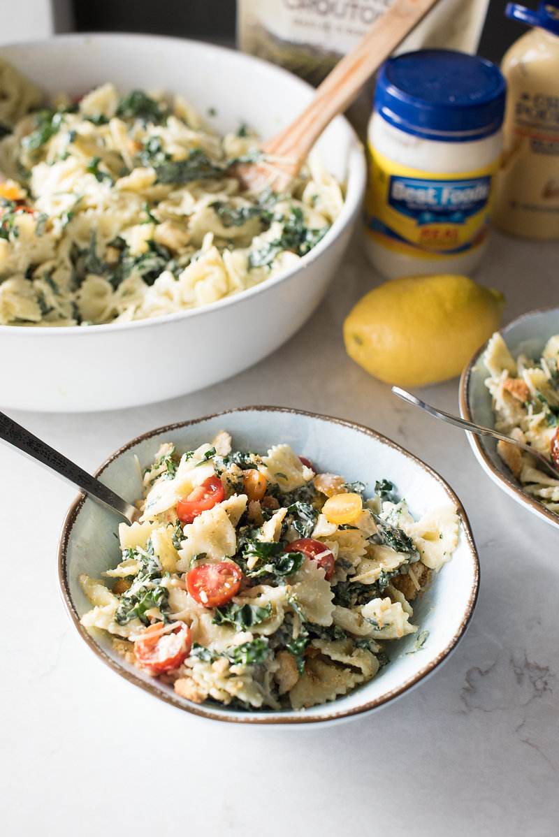 Kale Caesar Pasta Salad - Mountain Mama Cooks