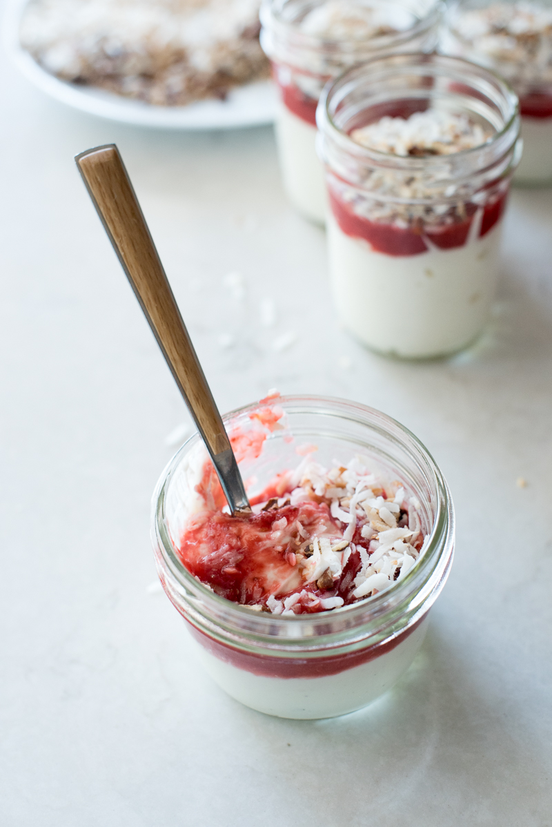 Strawberry Rhubarb Yogurt Parfait - Mountain Mama Cooks