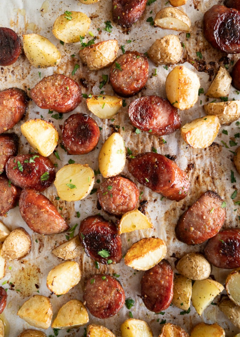 Sheet Pan Kielbasa And Potato Dinner - Mountain Mama Cooks